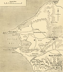 Carte de la baie de Suvla, péninsule de Gallipoli, Première Guerre mondiale, 1915, vers 1920 - Unbekannt