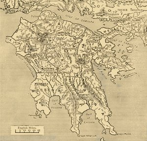 Carte du Péloponnèse, 1890