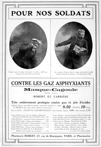 Masque cagoule Publicité pour masque à gaz, 1915