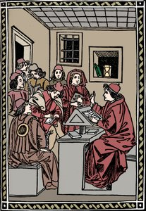 Maître avec ses étudiants. Christoforo Landino, 1492, 1917 - Unbekannt