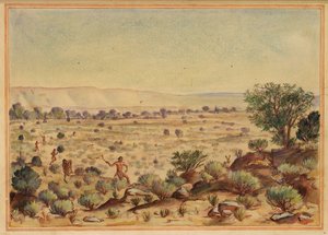 Hommes chassant des lapins, 20ème siècle - Unbekannt