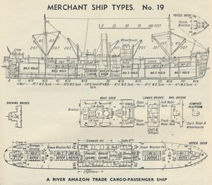 Types de navires marchands. N° 19 - Un cargo-passagers de commerce de l