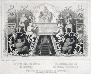 Mine de sel : la descente dans les mines de sel de Durrnberg, Autriche, vers 1850