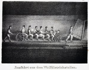 Mine de sel: transport dans le tunnel Wolfdietrich, à Durrnberg, Autriche