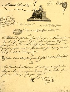 Ordre ministériel concernant...un...sabre pour le Premier Consul, 10 octobre 1801, 1921