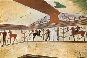 Peinture murale dans la tombe du Baron Tomba del Barone à Tarquinia, Italie, 1928 - Unbekannt