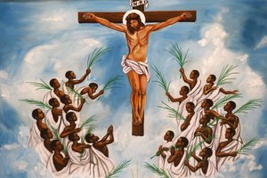 Sanctuaire des martyrs catholiques de Namugongo, Kampala. Fresque d