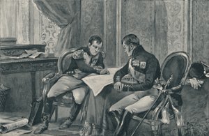 Napoléon et Alexandre à Tilsit étudiant la carte de l