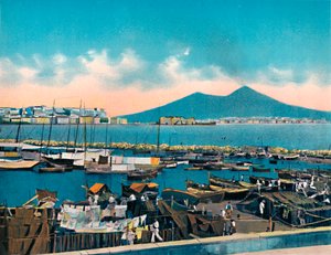 Napoli - Mergellina avec Vésuve, vers 1900 - Unbekannt