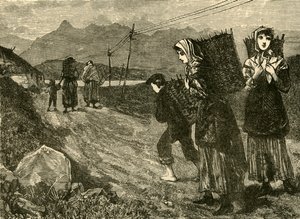 Autochtones allant chercher de la tourbe, 1898
