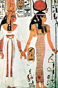Nefertari et Isis, peinture murale égyptienne antique d