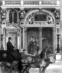 Nouvelle entrée de la galerie de la Société des Peintres, Pall Mall East, Londres, 1875