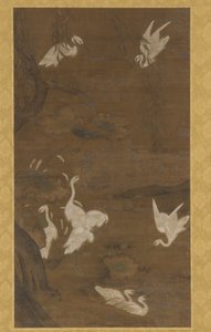 Neuf aigrettes blanches et un saule, dynastie Ming, XVe siècle