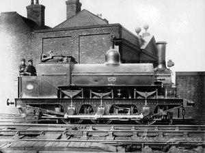 Locomotive à vapeur North Staffordshire 0-6-0 avec conducteur et chauffeur sur la plate-forme, 19e siècle - Unbekannt