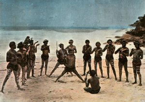 Nouvelle-Guinée. Danse des Papous bariolés, Papouasie-Nouvelle-Guinée. Danse tribale papoue, 1900 - Unbekannt