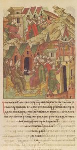 Novgorod veche. Archevêque Spyridon à la cour de Yaroslav II Vsevolodovich de l