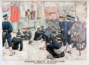Soldats japonais en congé au théâtre dans leur camp, Guerre russo-japonaise, 1904 - Unbekannt