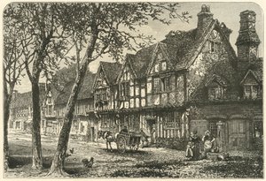 Vieilles maisons sous le château de Warwick