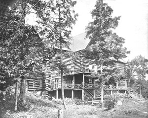 Vieille cabane en rondins, Lake Placid, Adirondacks, État de New York, USA, vers 1900 - Unbekannt