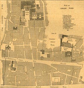 Ancienne carte du quartier de Cheap - Vers 1750, 1897