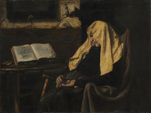 Vieille femme endormie, milieu du 19e siècle - Unbekannt
