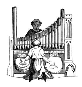 Orgue avec un seul clavier, 14ème siècle, 1870