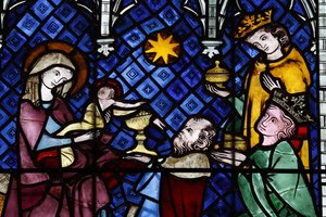Cathédrale Notre-Dame de Strasbourg. Vitrail. La Nativité. Adoration des Mages. XIVe siècle. Strasbourg - Unbekannt