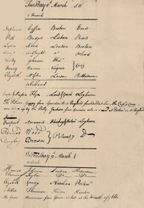 Page du livre des arrivées et des pertes chez Lloyds, 1774