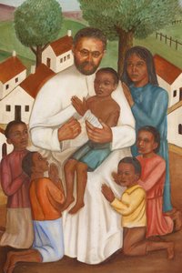 Peinture représentant un missionnaire chrétien à Haïti, Port-au-Prince, Haïti - Unbekannt