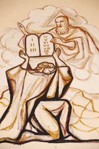 Peinture dans la cathédrale de Lomé : Moïse et les tables de la loi, Lomé, Togo