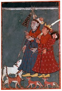 Peinture des dieux Siva et Khrishna accompagnés d