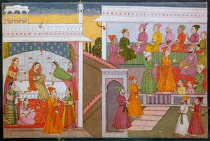 Peinture du mariage de Nala et Damayanti