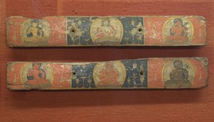 Paire de couvertures de manuscrit : Prajnaparamita flanquée de bodhisattvas au-dessus... 12ème siècle - Unbekannt
