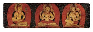 Paire de couvertures de manuscrits avec trois divinités et trois hiérarques, vers 12ème siècle