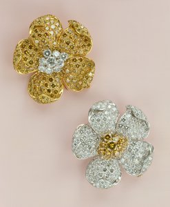 Paire de broches en forme de fleur (diamant) - Unbekannt