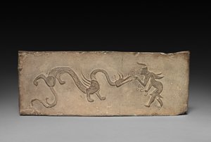 Panneau du modèle de cuisinière : Fée nourrissant le champignon Lingzhi à un dragon, 1er siècle av. J.-C. - Unbekannt