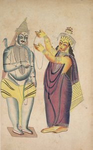 Parvati plaçant une guirlande de mariage sur Shiva, années 1800