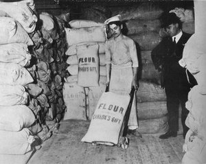 Partie du don de farine du Canada pour le soulagement de la détresse de guerre en Angleterre, 1915