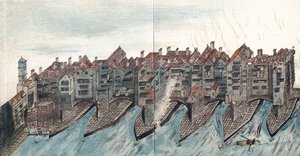 Partie du vieux pont de Londres, vers 1600 - Unbekannt