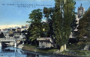 Pays de la Loire, Sarthe (72), Le Mans : les rives de la Sarthe et les ruines gallo-romaines près du « pont X »