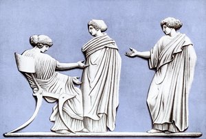 Pénélope et les servantes, plaque Wedgwood, 18ème siècle, c1920