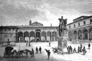 Piazza et église de la Santissima Annunziata, Florence, Italie, 1882 - Unbekannt