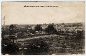 Picardie, Aisne (02), Crépy-en-Laonnois : panorama de Notre-Dame - Carte postale fin XIXe-début XXe siècle