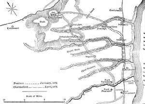 Plan des marches de Pearson janvier 1879 et de Chelmsford avril 1879 à Etschowe, vers 1880 - Unbekannt