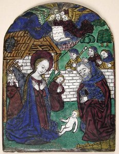 Plaque avec adoration des bergers, français - Unbekannt