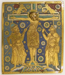 Plaque avec la Crucifixion entre Longinus et Stephaton et des personnifications..., allemand, vers 1200 - Unbekannt