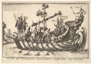 Planche 7 : Peleo et Talamone Argonauti conduits par Thétis, du Magnifique cortège sur t..., 1664 - Unbekannt
