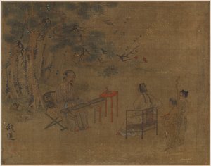 Jouant de la cithare sous les pins, possiblement dynastie Ming, 1368-1644