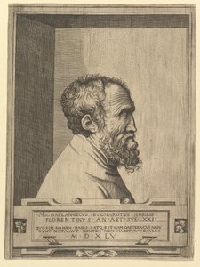 Portrait de Michel-Ange de profil face à droite dans une niche, 1545 - Unbekannt