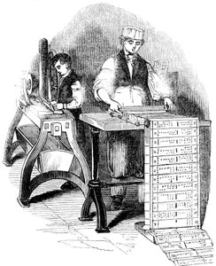 Préparation des cartes perforées pour un métier Jacquard, 1844